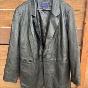 Denim&Co Black Leather Trench Coat